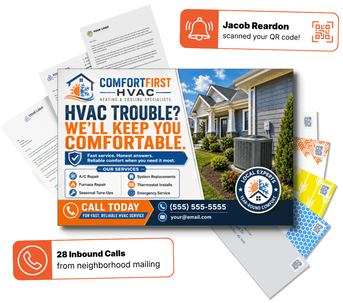 HVAC direct mail campaign examples with response notifications